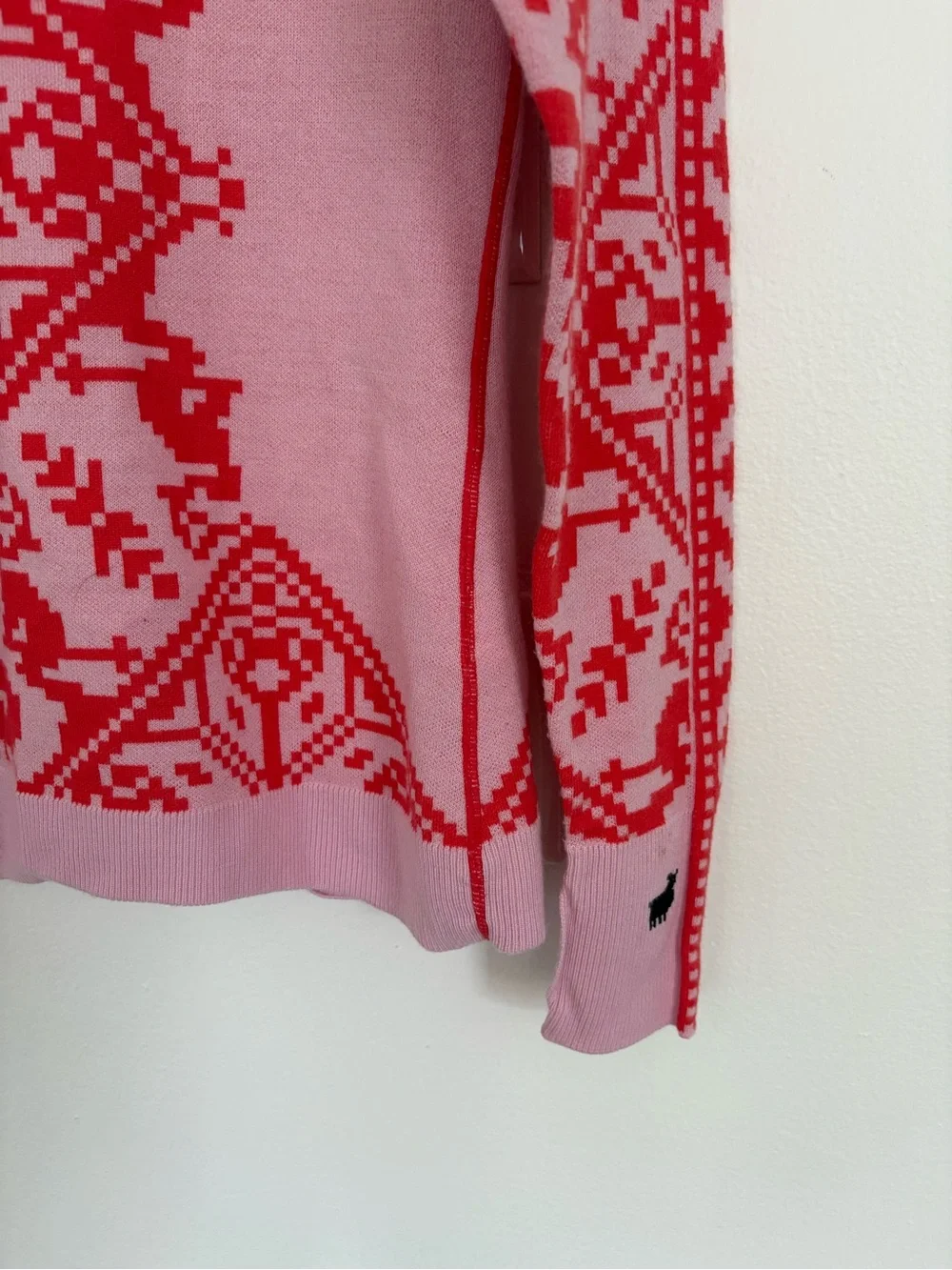 Kari Traa || Saga Half Zip Base Layer Wool Top in Heat Red Pink Large
